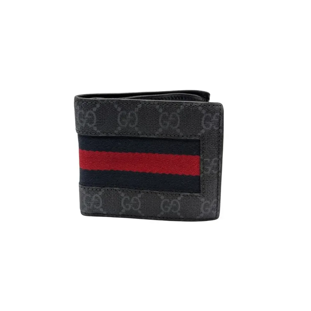 Gucci Monogram GG Gray Black Stripe Supreme Web Men's Wallet